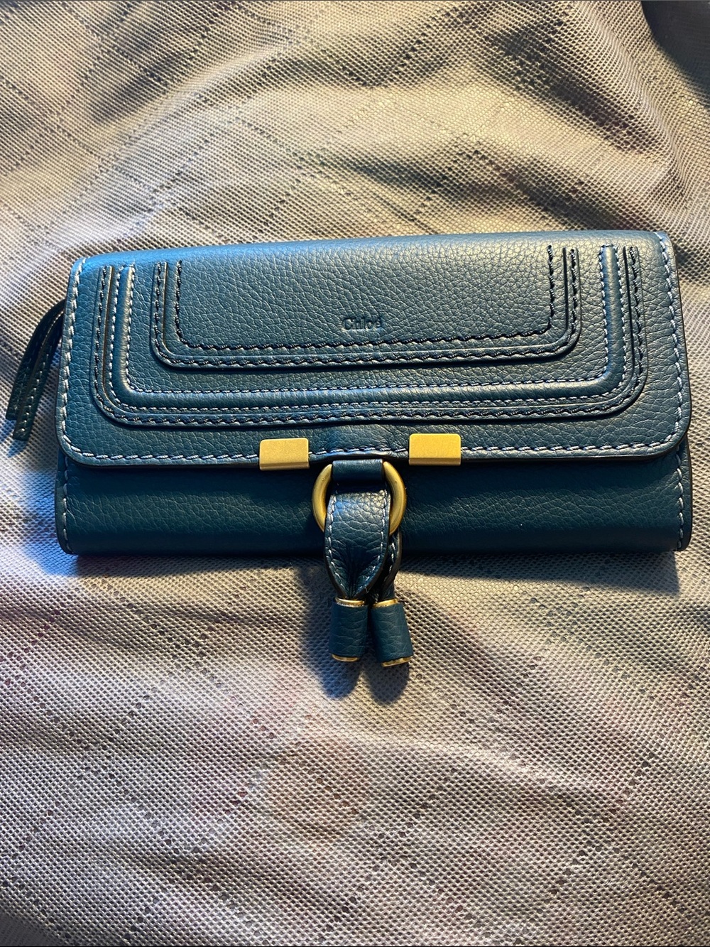 Chloe Marcie Blue Leather Continental Wallet with Gold Hardware - NWOT